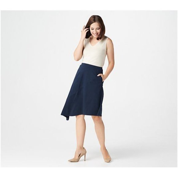 Elizabeth & Clarke Ponte Knit Skirt with StainTech LIght Black A368596 Med - Picture 2 of 3